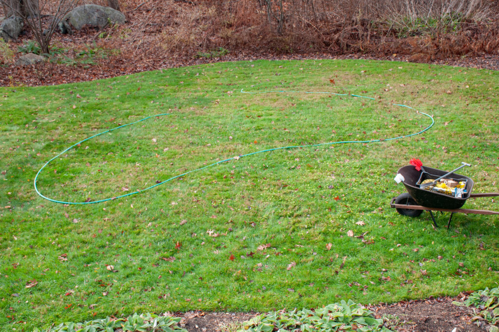 Marking an area with garden hose